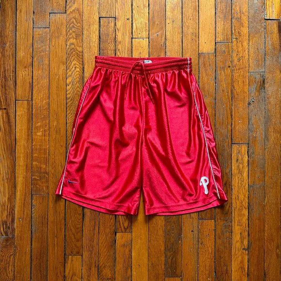 Vintage‎ Y2K Nike Team x MLB Philadelphia Phillies Women's Red White Blue Shorts - Picture 1 of 6